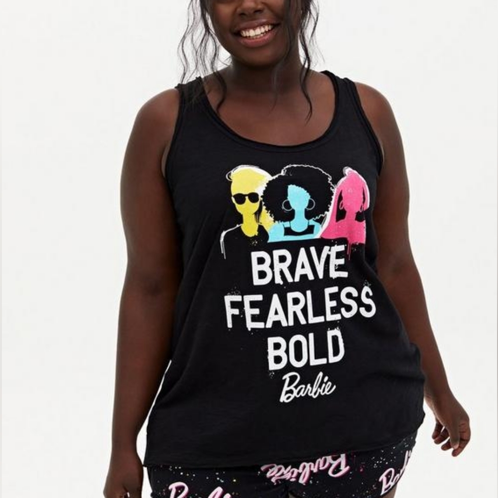 ❤️6 items for $30 sale!!❤️ Torrid Barbie Fearless Bold Jersey Sleep Tank EUC